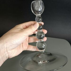 1990s Paden City Alexander Clear Glass Candlestick Holder, Glass Home decor